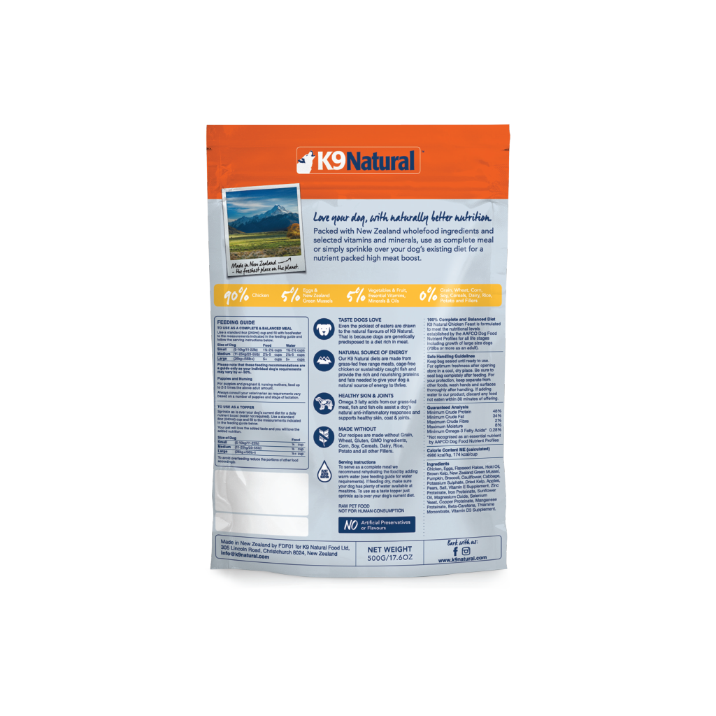 Chicken Feast Freeze Dried Dog Food K9 Natural